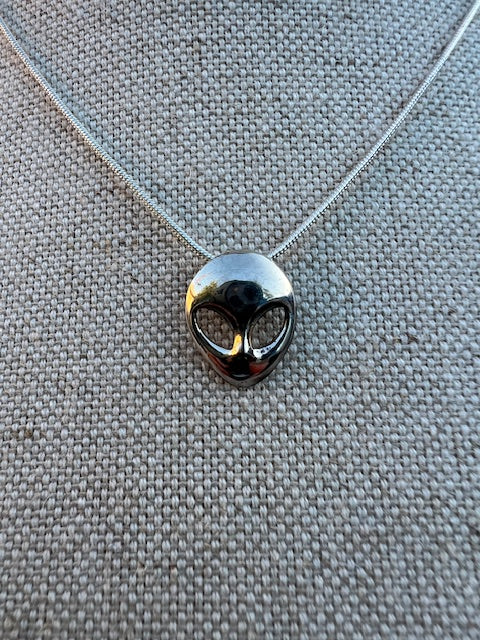 Alien Pendant Necklace Sterling Silver