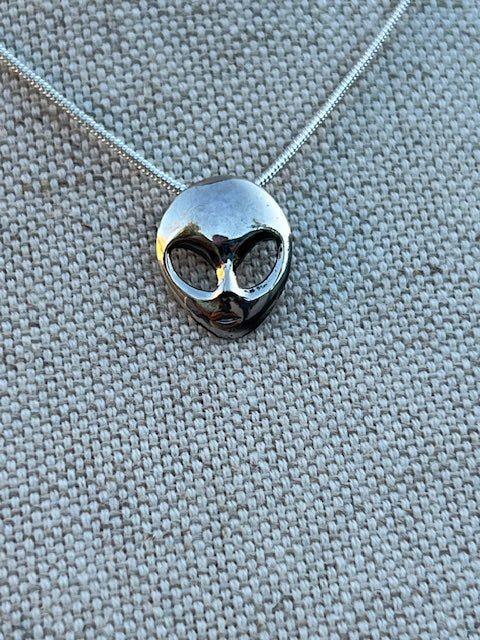 Alien Pendant Necklace Sterling Silver