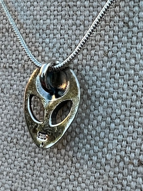 Alien Pendant Necklace Sterling Silver