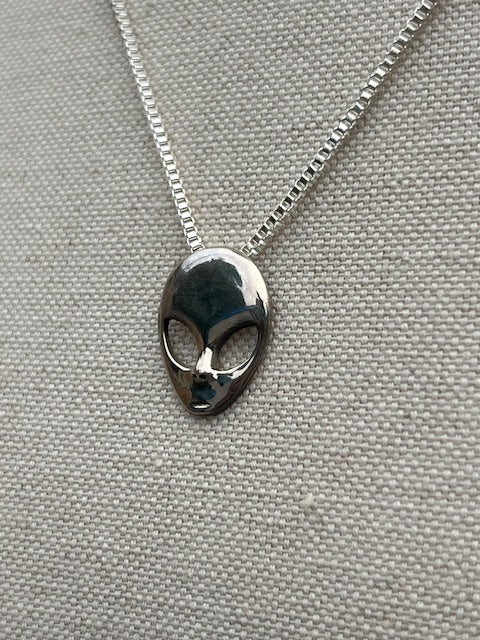 Alien Pendant Necklace Sterling Silver Medium