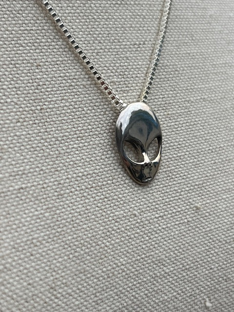 Alien Pendant Necklace Sterling Silver Medium