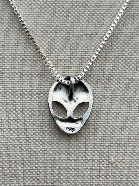 Alien Pendant Necklace Sterling Silver Medium